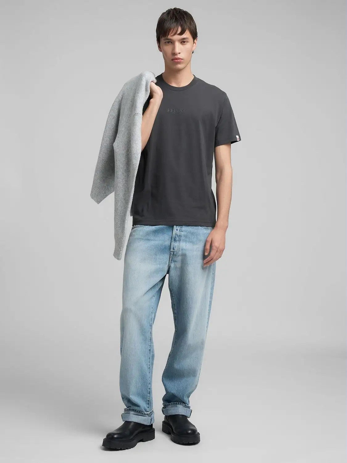 REPLAY Ανδρικό T-Shirt Βαμβάκι Ανθρακί Regular Fit M3200.000.2660-293 IRON 1820266