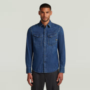 G-STAR RAW Ανδρικό Πουκάμισο Jeans Βαμβάκι Μπλέ Slim Fit D23616-D252-G749-worn in windward 1821614