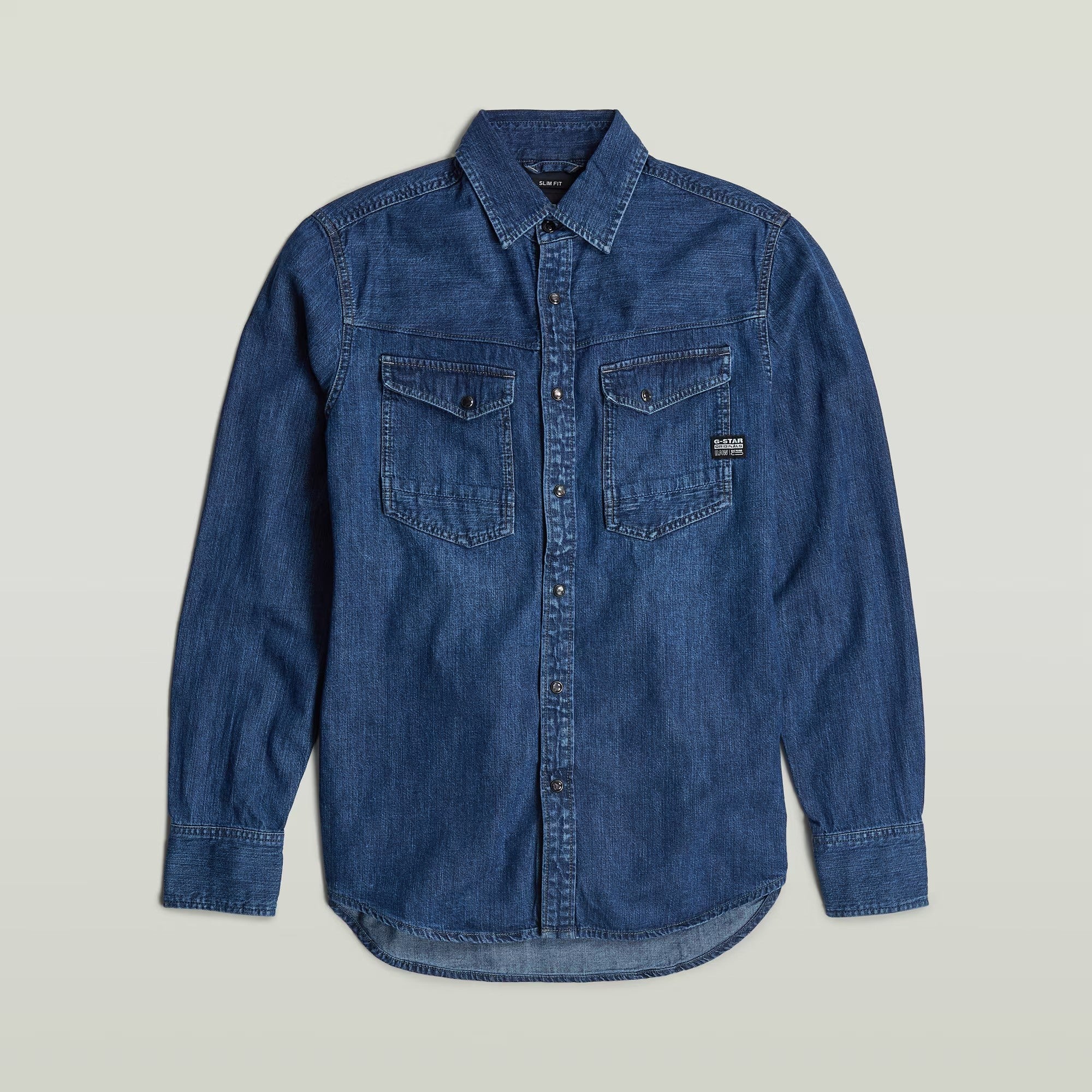 G-STAR RAW Ανδρικό Πουκάμισο Jeans Βαμβάκι Μπλέ Slim Fit D23616-D252-G749-worn in windward 1821614