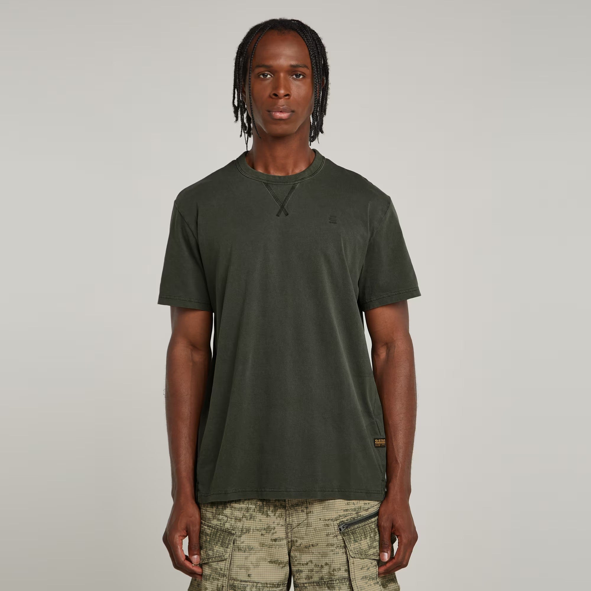 G-STAR RAW Ανδρικό T-shirt Βαμβάκι Χακί Regular Fit D24449-2653-B575-asfalt gd 1821616