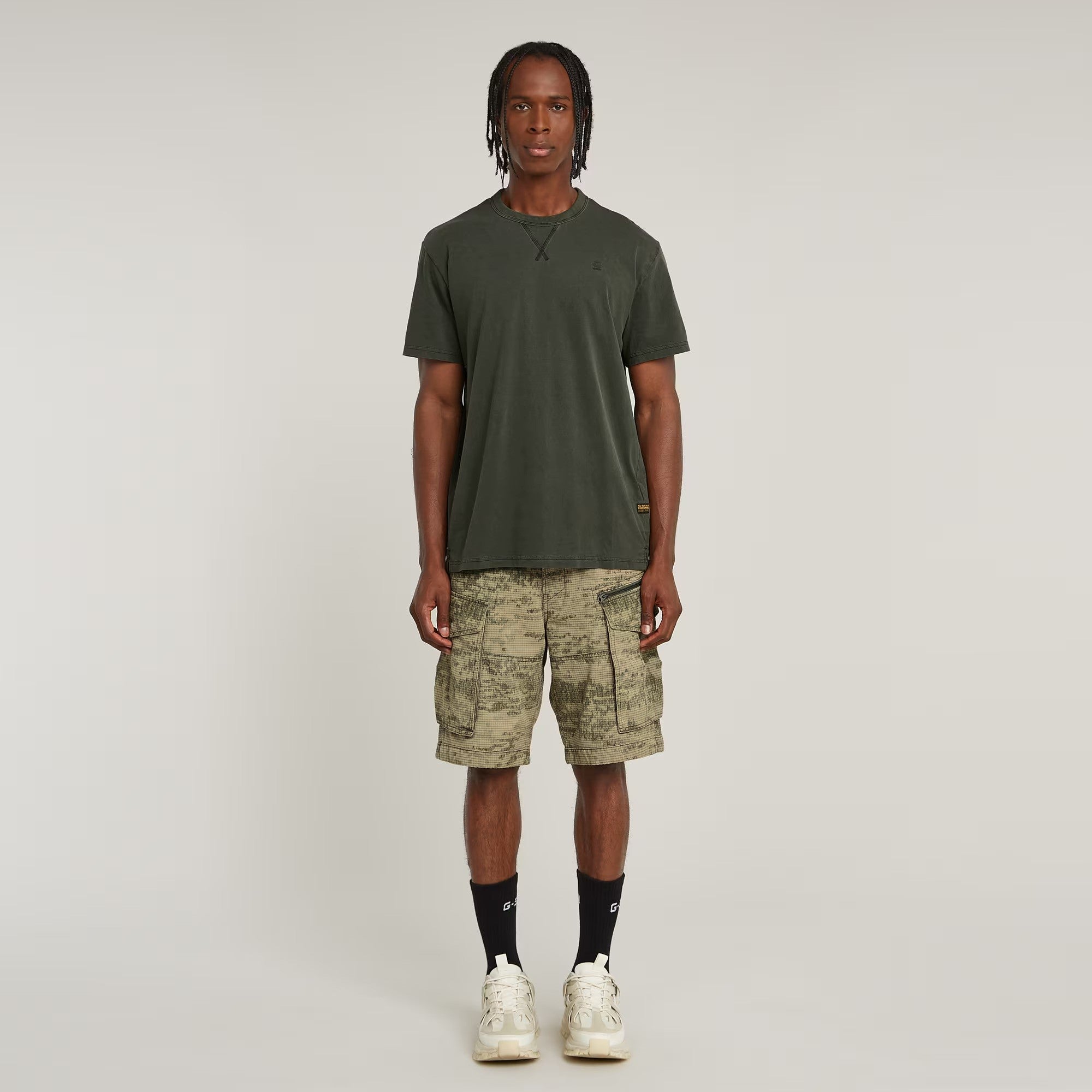 G-STAR RAW Ανδρικό T-shirt Βαμβάκι Χακί Regular Fit D24449-2653-B575-asfalt gd 1821616