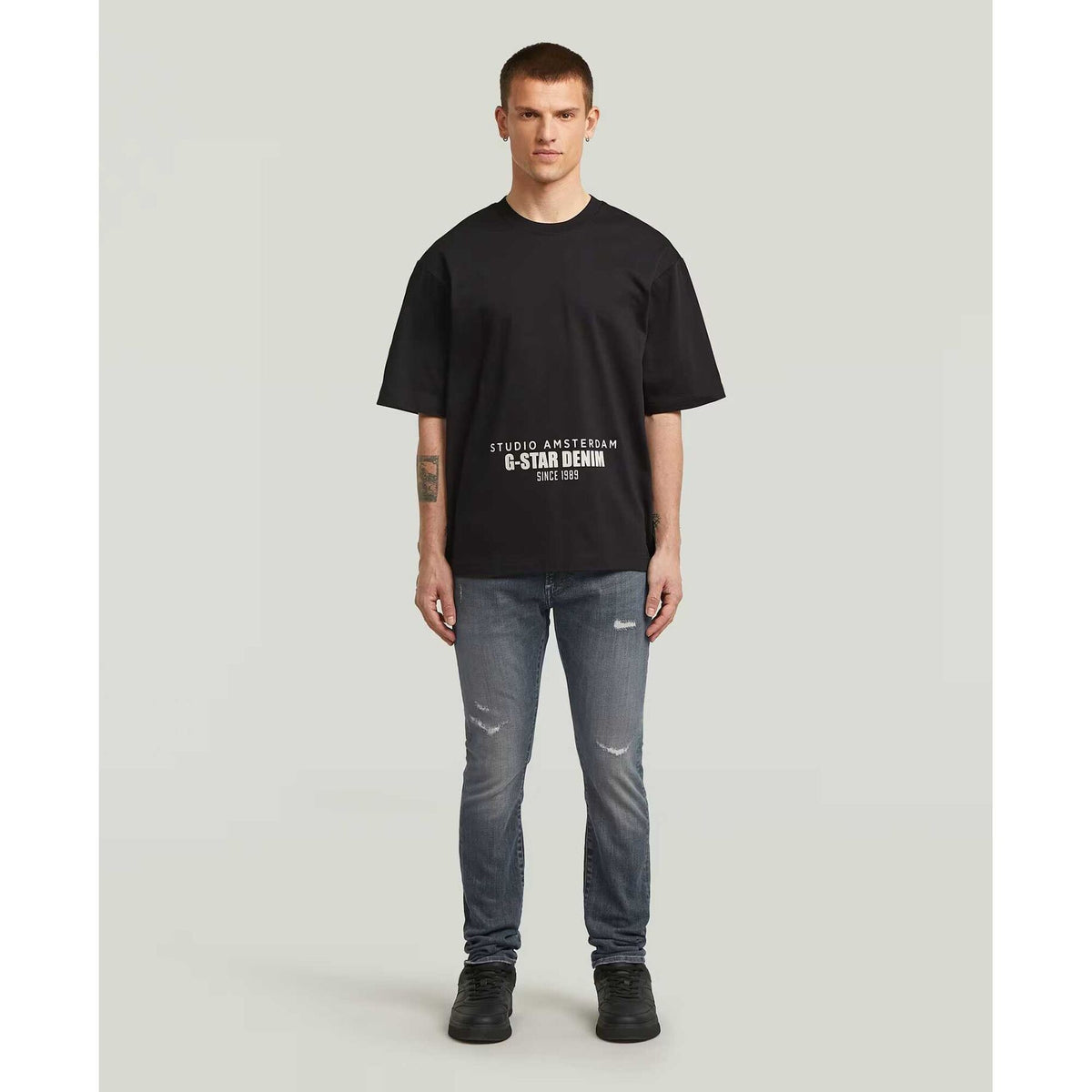 G-STAR RAW Ανδρικό T-shirt Βαμβάκι Μαύρο Oversized Fit D27985-D709-6484-dk black 1821631