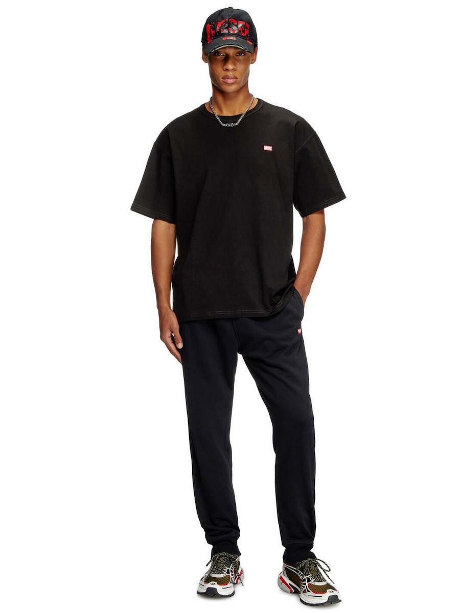 DIESEL Ανδρικό T-Shirt Βαμβάκι Μαύρο Relaxed Fit A164000QIAM-9XX 1818790 1821825