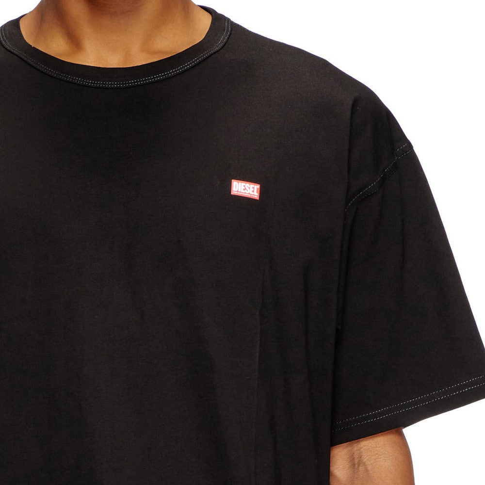 DIESEL Ανδρικό T-Shirt Βαμβάκι Μαύρο Relaxed Fit A164000QIAM-9XX 1818790 1821825