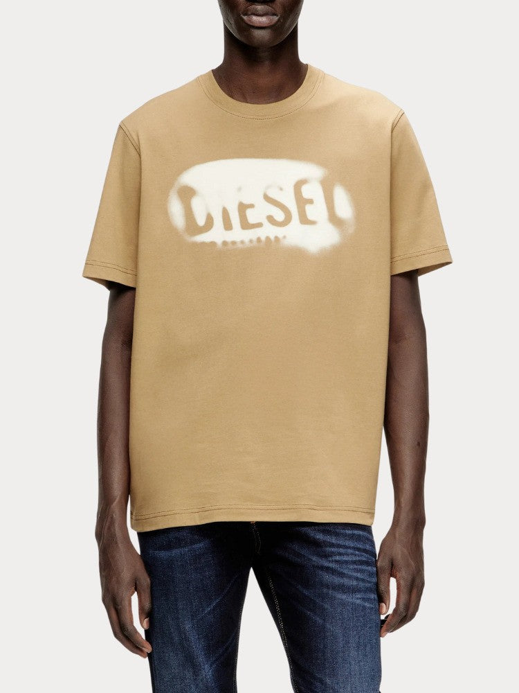 DIESEL Ανδρικό T-Shirt Βαμβάκι Μπέζ Regular Fit A199710QIAM-7DG 1821823