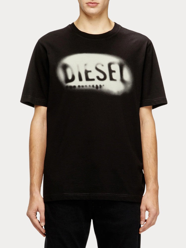 DIESEL Ανδρικό T-Shirt Βαμβάκι Μαύρο Regular Fit A199710QIAM-9XX 1821823
