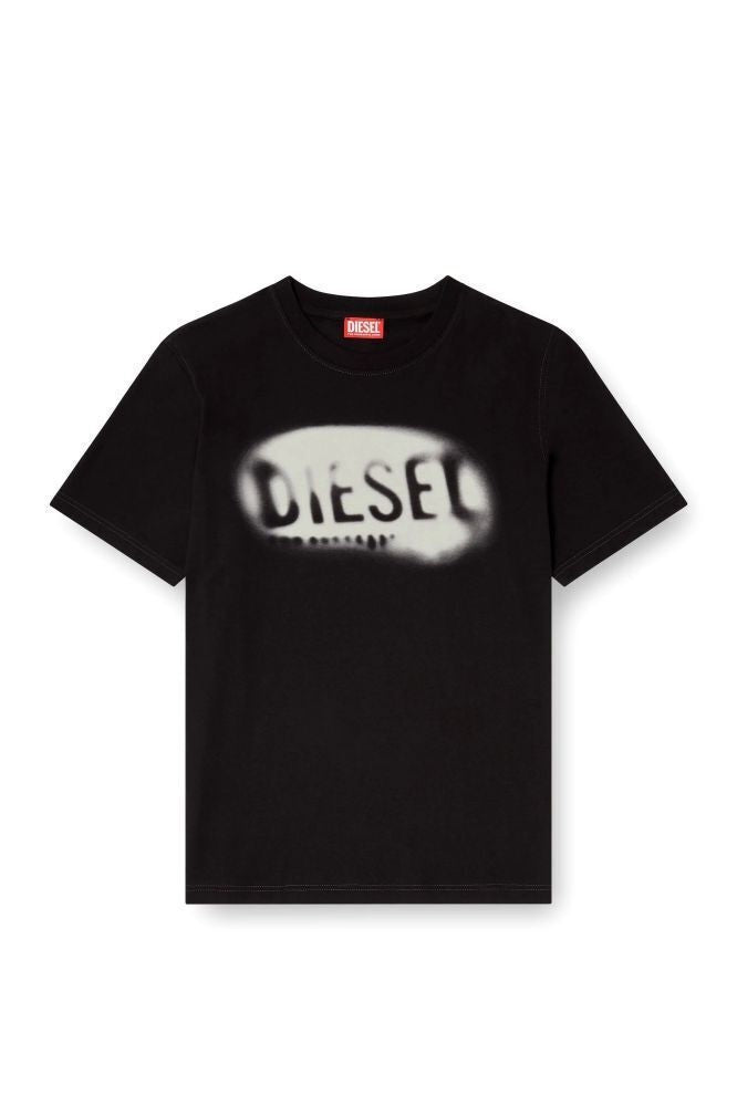 DIESEL Ανδρικό T-Shirt Βαμβάκι Μαύρο Regular Fit A199710QIAM-9XX 1821823