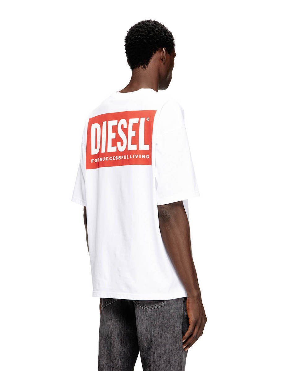 DIESEL Ανδρικό T-Shirt Βαμβάκι Λευκό Regular Fit A200360EPCA-100 1821830