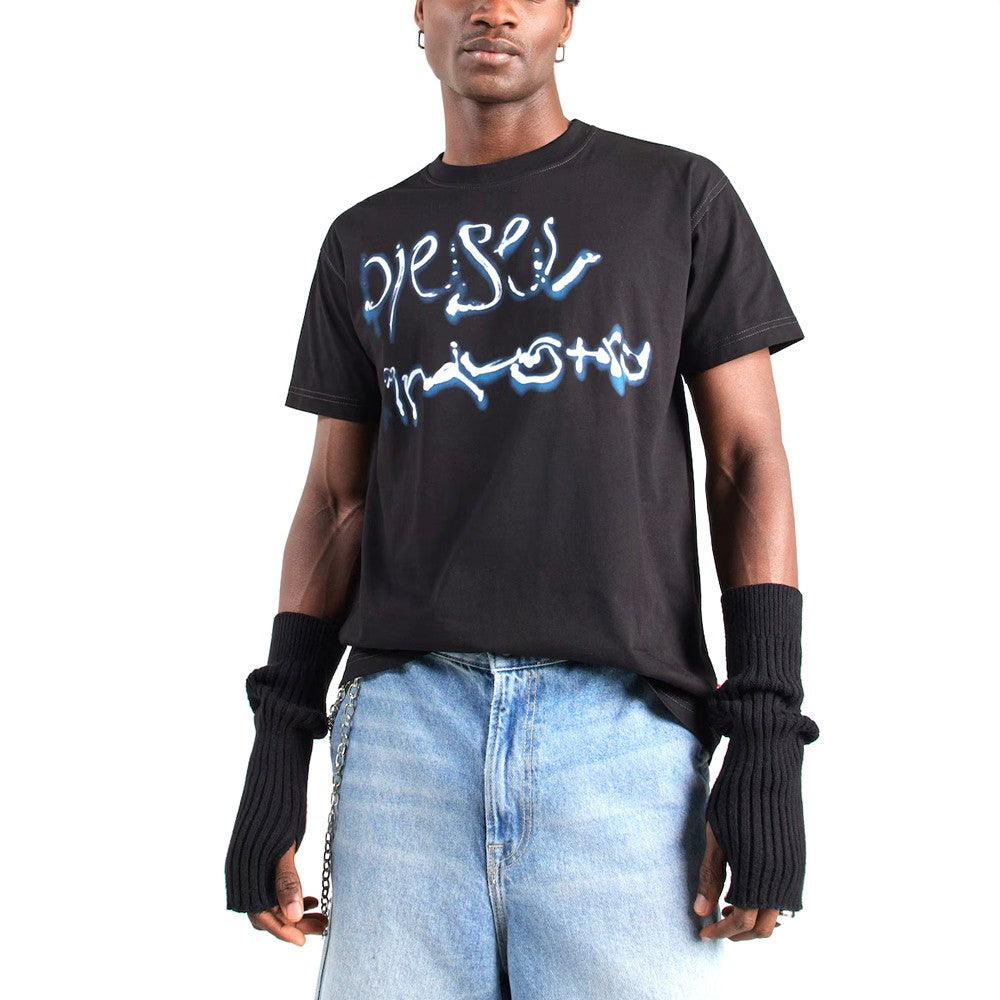 DIESEL Ανδρικό T-Shirt Βαμβάκι Μαύρο Regular Fit A205110QIAM-9XX 1821824