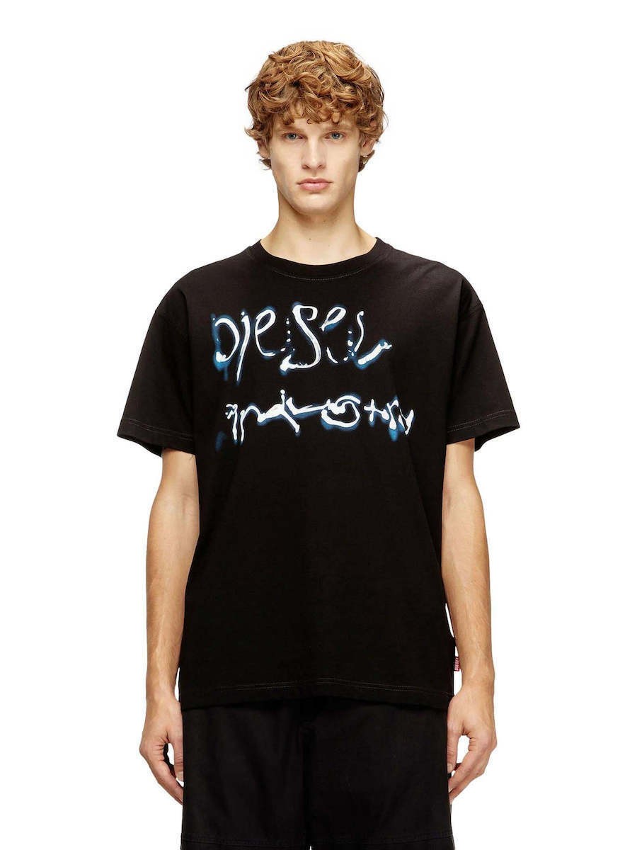 DIESEL Ανδρικό T-Shirt Βαμβάκι Μαύρο Regular Fit A205110QIAM-9XX 1821824