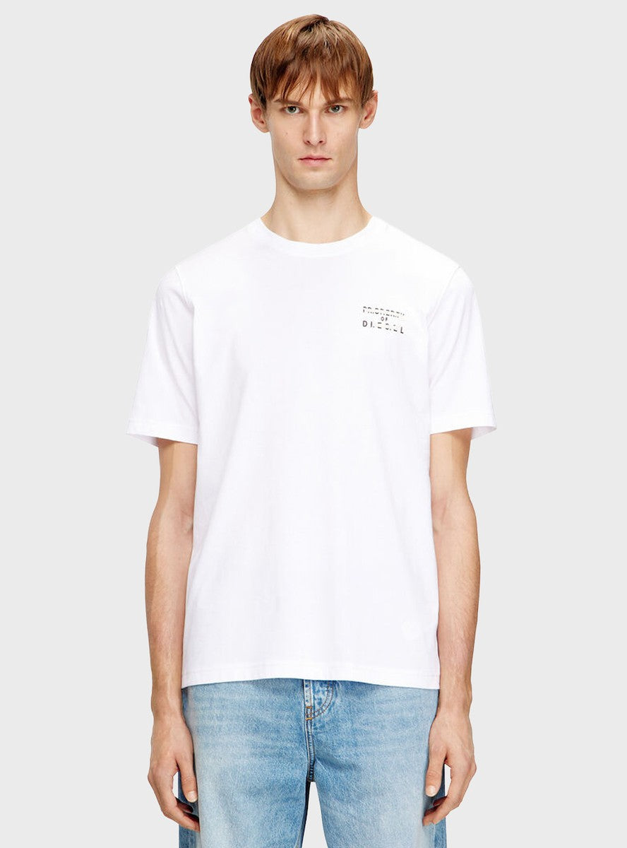 DIESEL Ανδρικό T-Shirt Βαμβάκι Λευκό Regular Fit A209620QIAM-100 1821827