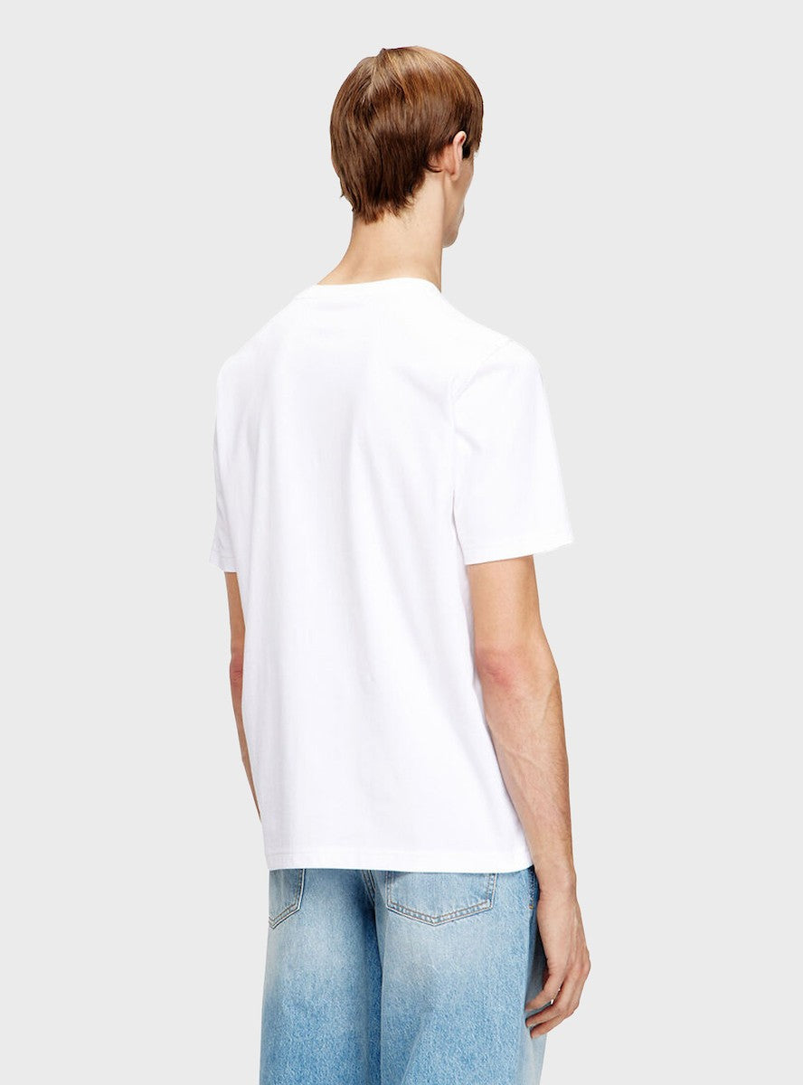 DIESEL Ανδρικό T-Shirt Βαμβάκι Λευκό Regular Fit A209620QIAM-100 1821827