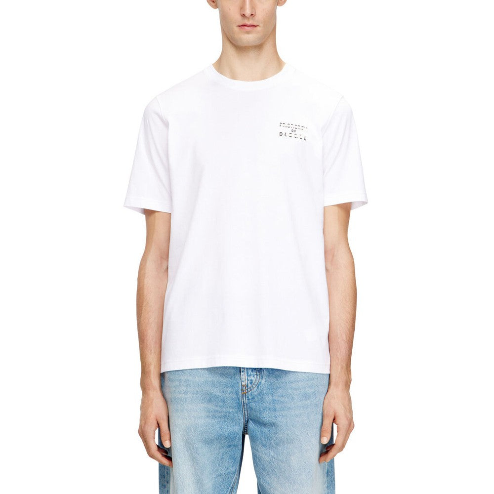 DIESEL Ανδρικό T-Shirt Βαμβάκι Λευκό Regular Fit A209620QIAM-100 1821827