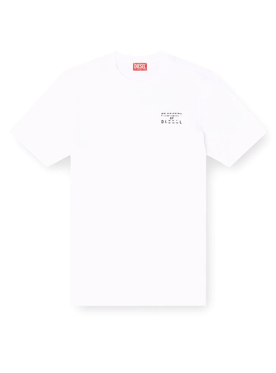 DIESEL Ανδρικό T-Shirt Βαμβάκι Λευκό Regular Fit A209620QIAM-100 1821827