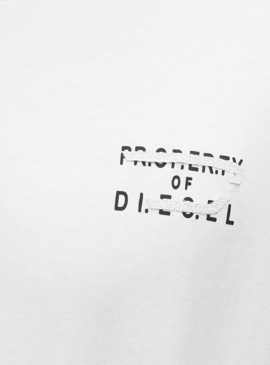 DIESEL Ανδρικό T-Shirt Βαμβάκι Λευκό Regular Fit A209620QIAM-100 1821827