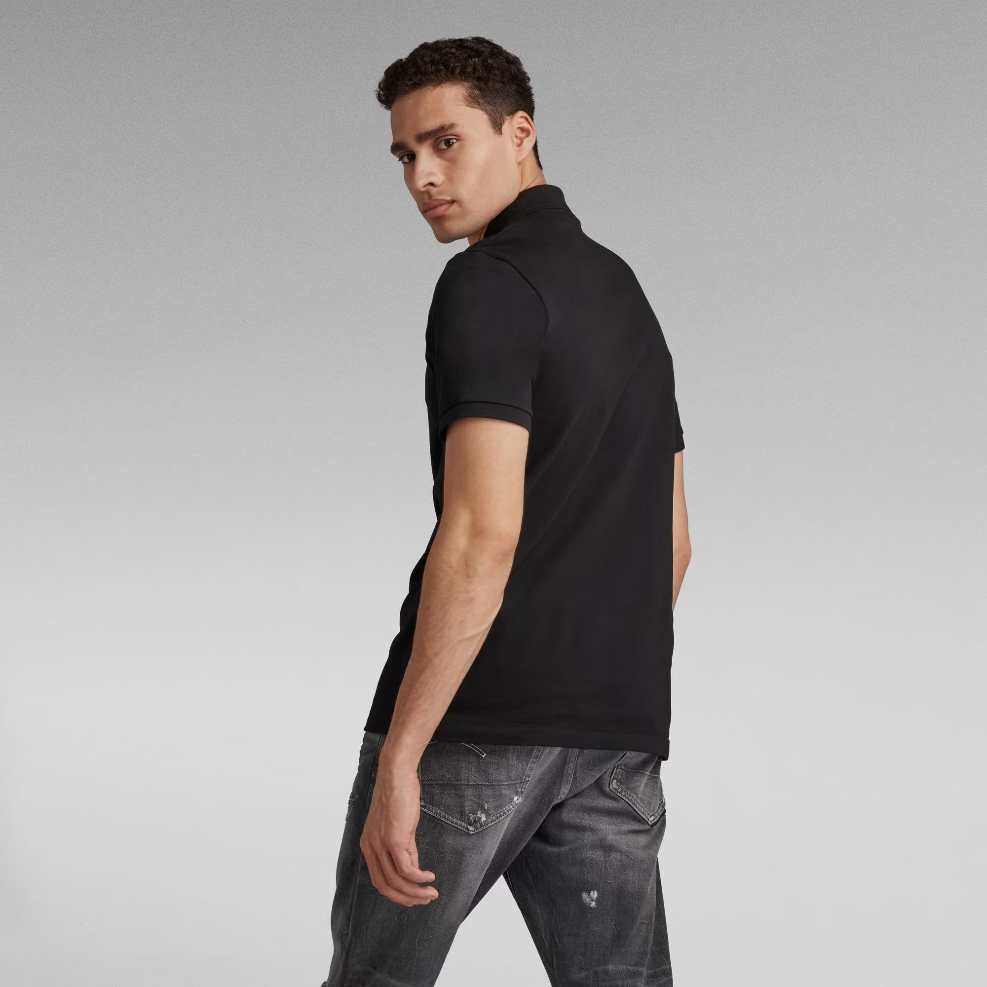 G-STAR RAW Ανδρικό T-shirt Polo Βαμβάκι/Ελαστάνη Μαύρο Slim Fit D11595-5864-6484/6484-dk black 1822004