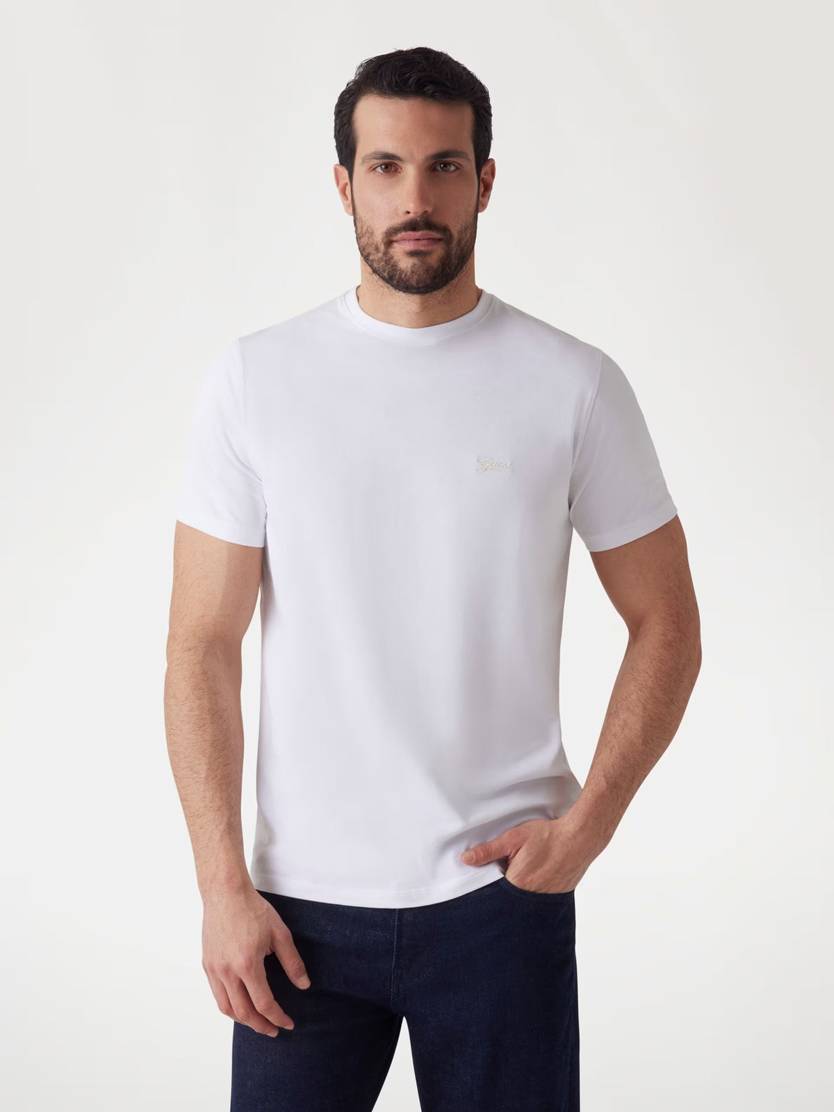 GUESS Ανδρικό T-Shirt Βαμβάκι Λευκό Slim Fit M4GI70KC9X0-G011PURE WHITE 1823453
