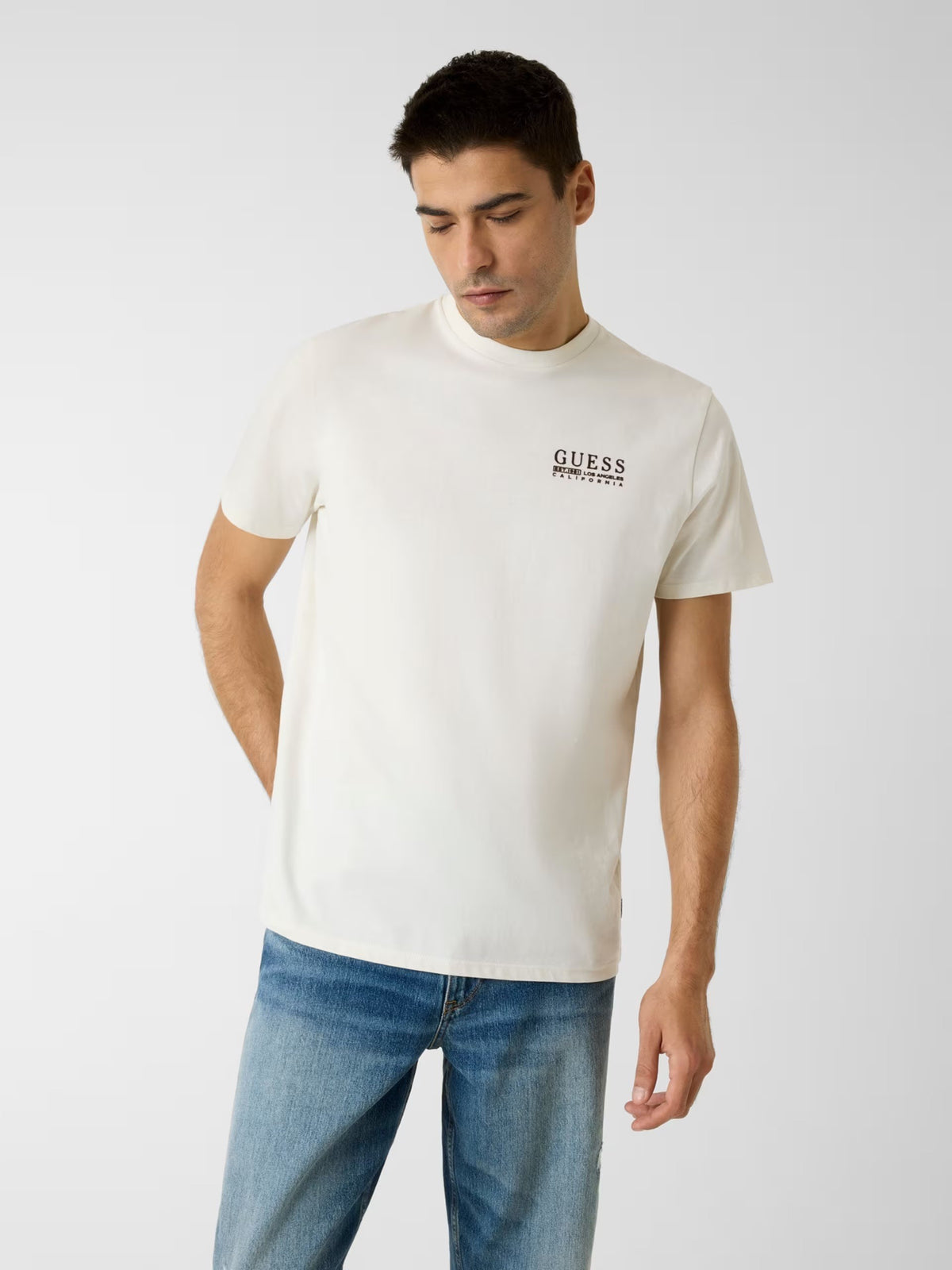 GUESS Ανδρικό T-Shirt Βαμβάκι Εκρού Regular Fit M6RI05KBW41-G291 JMILKY 1823454