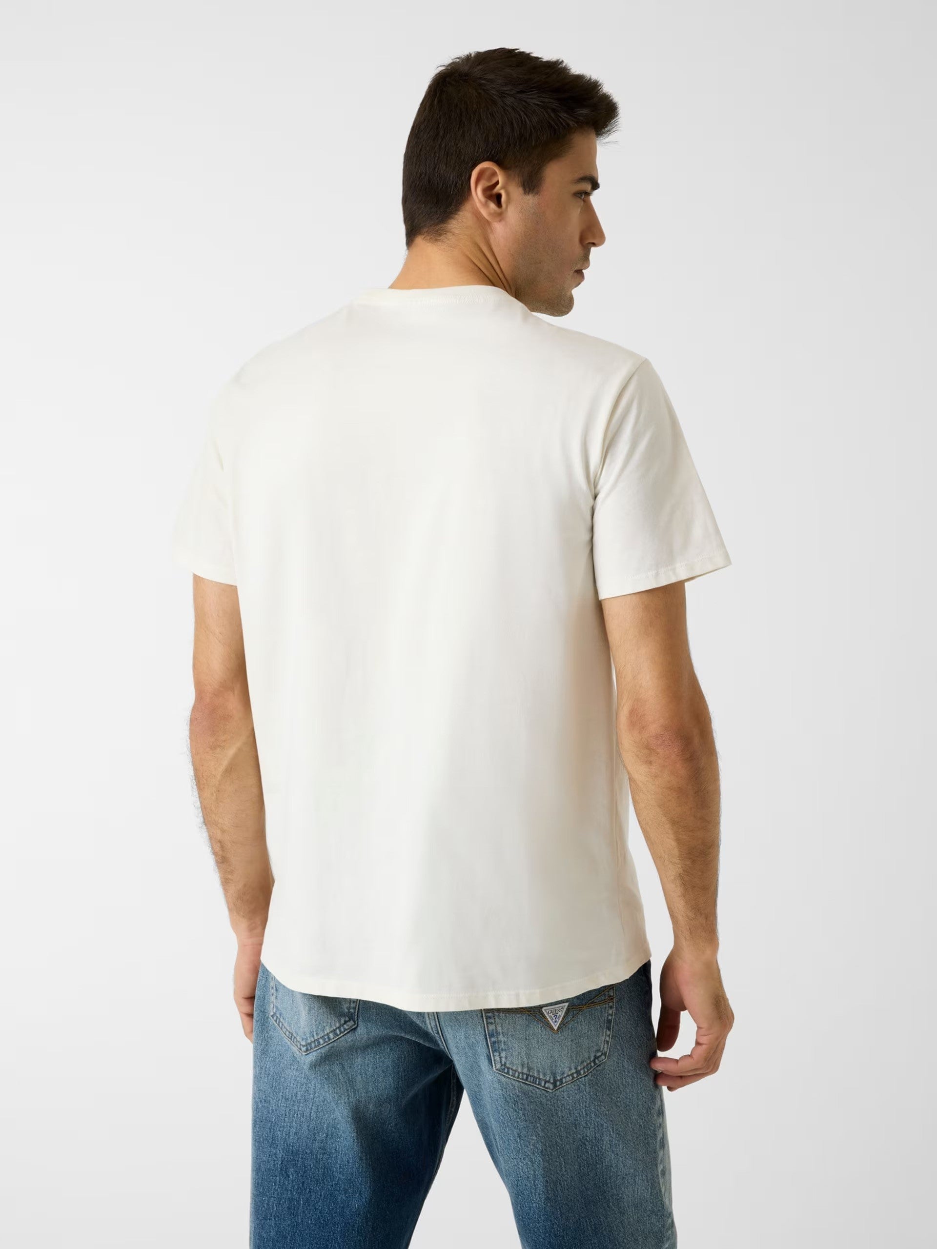 GUESS Ανδρικό T-Shirt Βαμβάκι Εκρού Regular Fit M6RI05KBW41-G291 JMILKY 1823454