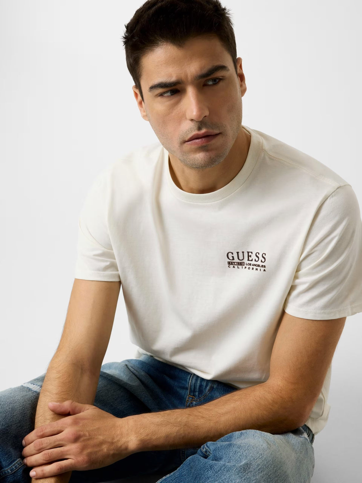 GUESS Ανδρικό T-Shirt Βαμβάκι Εκρού Regular Fit M6RI05KBW41-G291 JMILKY 1823454