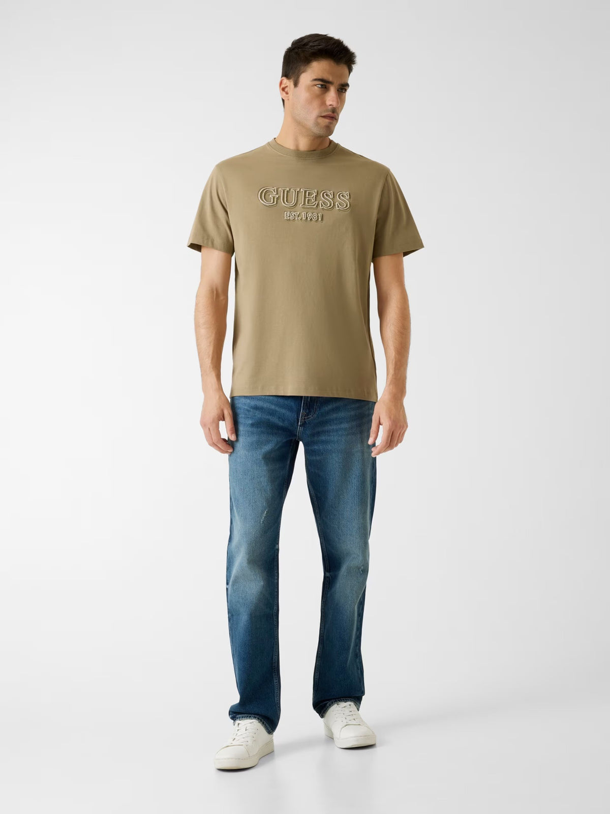 GUESS Ανδρικό T-Shirt Βαμβάκι Χακί Regular Fit M6RI22K8FQ4-G1ED KHAKI WAY 1823465
