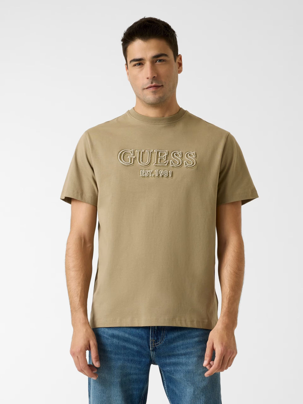 GUESS Ανδρικό T-Shirt Βαμβάκι Χακί Regular Fit M6RI22K8FQ4-G1ED KHAKI WAY 1823465