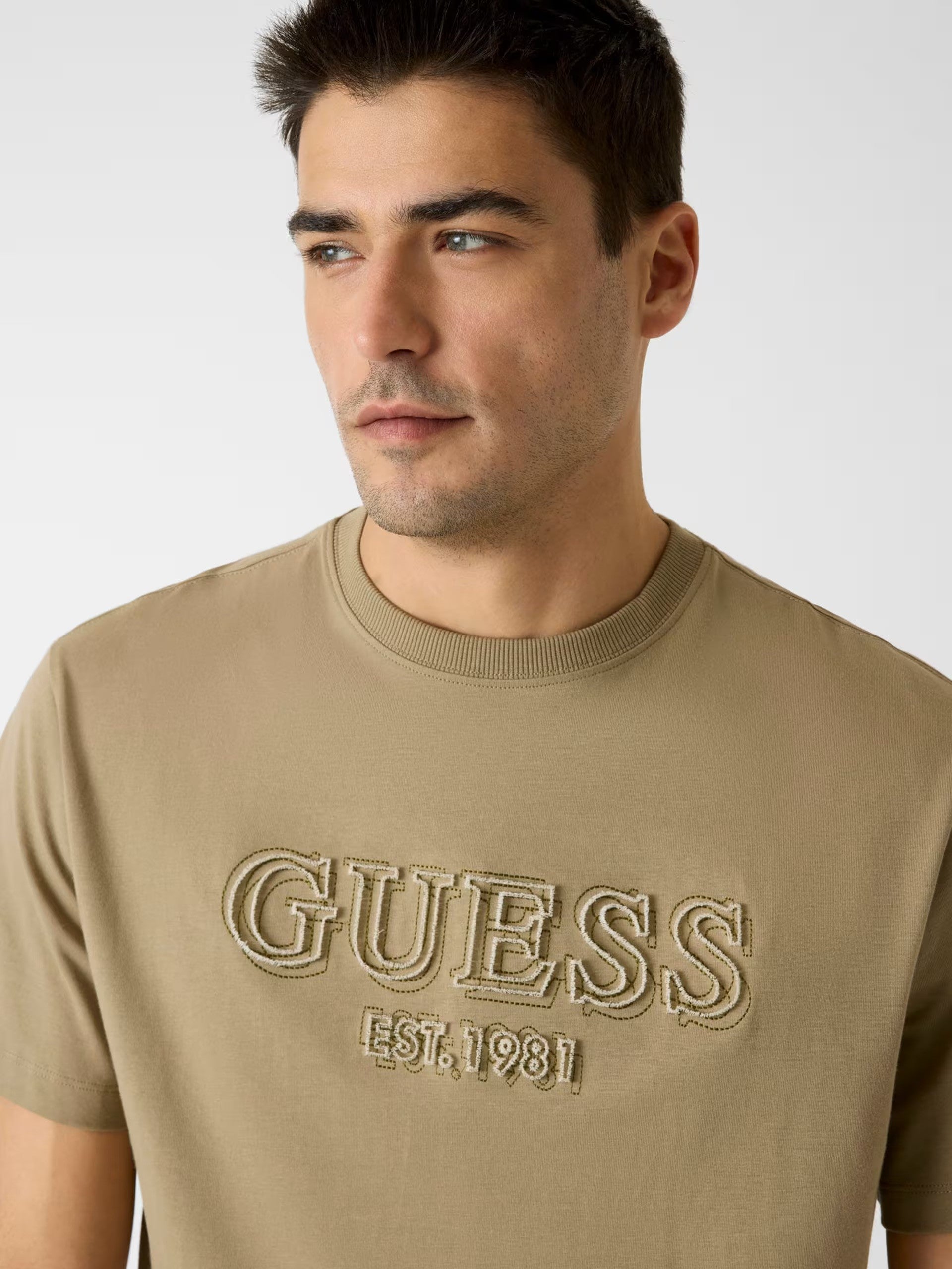 GUESS Ανδρικό T-Shirt Βαμβάκι Χακί Regular Fit M6RI22K8FQ4-G1ED KHAKI WAY 1823465