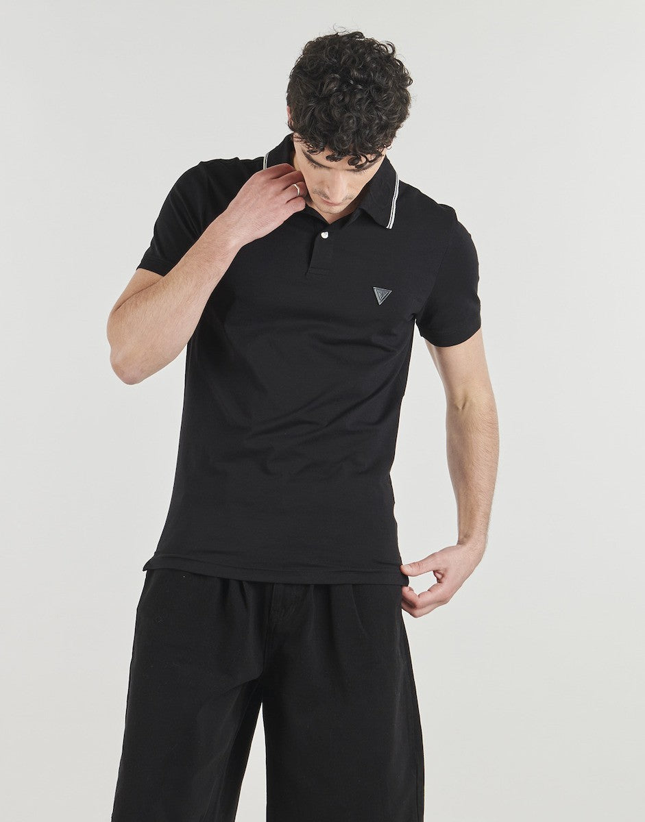 GUESS Ανδρικό T-Shirt Polo Πολυεστέρας/Ελαστάνη Μαύρο Regular Fit M6RP66J1314-JBLK JET BLACK A996 1823450