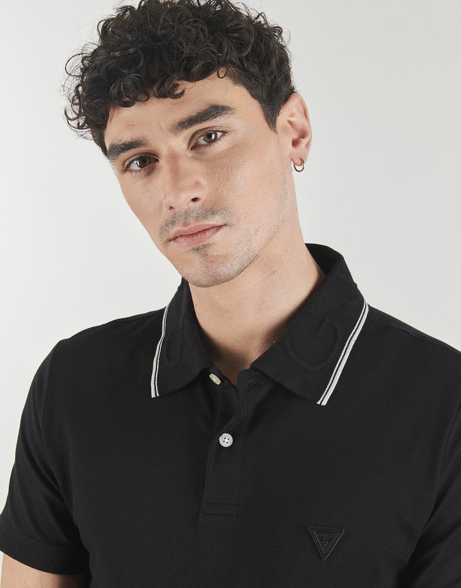 GUESS Ανδρικό T-Shirt Polo Πολυεστέρας/Ελαστάνη Μαύρο Regular Fit M6RP66J1314-JBLK JET BLACK A996 1823450
