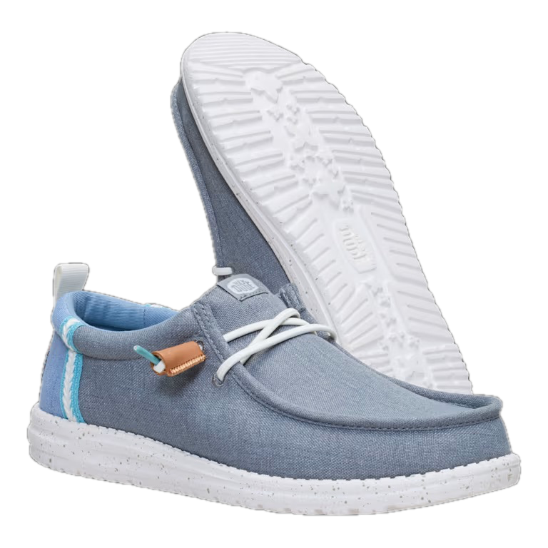 HEY DUDE Ανδρικά  Ιστιοπλοϊκά Παπούτσια Wally Craft Linen Ύφασμα Μπλέ 43086-Monument Grey/Faded Denim 1813352