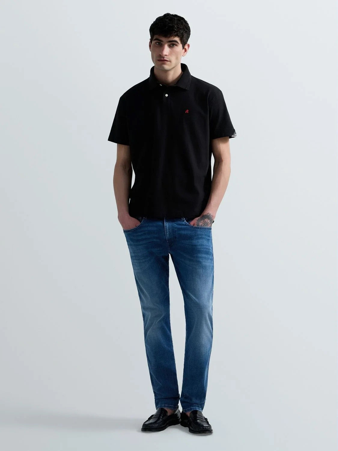 REPLAY Ανδρικό T-Shirt Polo Βαμβάκι/Ελαστάνη Μαύρο Regular Fit M3431.000.21868.576-098 BLACK 1823376