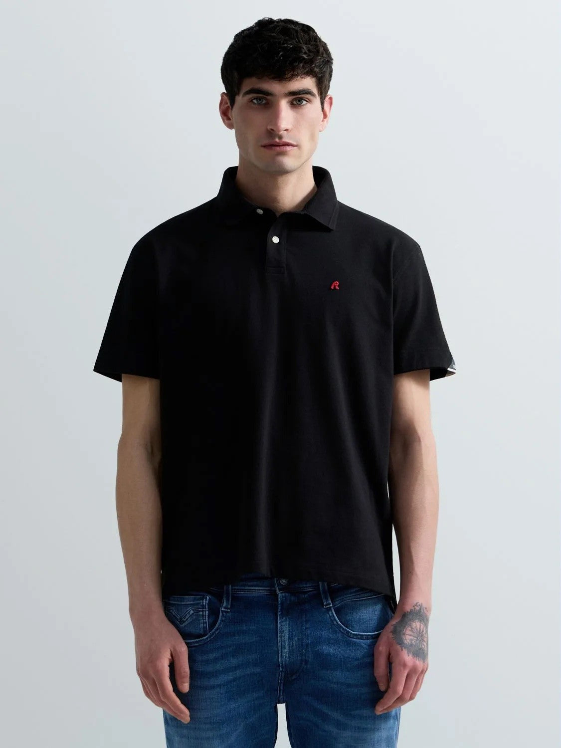 REPLAY Ανδρικό T-Shirt Polo Βαμβάκι/Ελαστάνη Μαύρο Regular Fit M3431.000.21868.576-098 BLACK 1823376