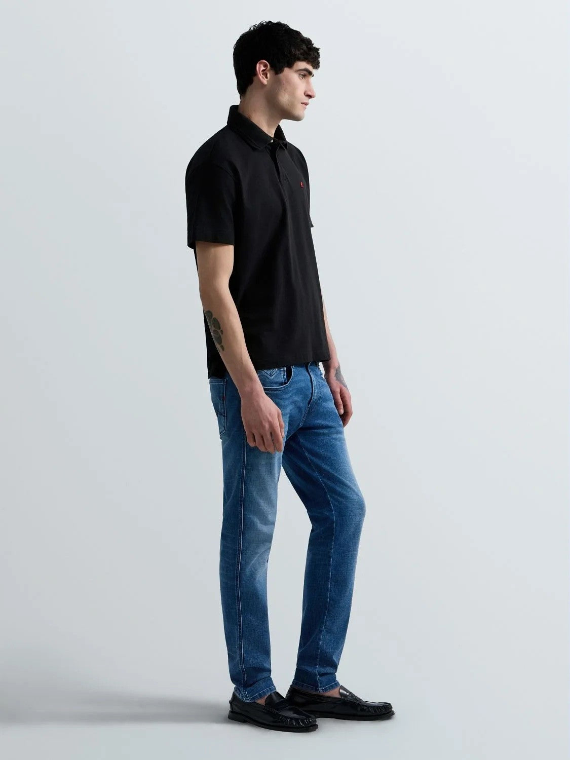 REPLAY Ανδρικό T-Shirt Polo Βαμβάκι/Ελαστάνη Μαύρο Regular Fit M3431.000.21868.576-098 BLACK 1823376