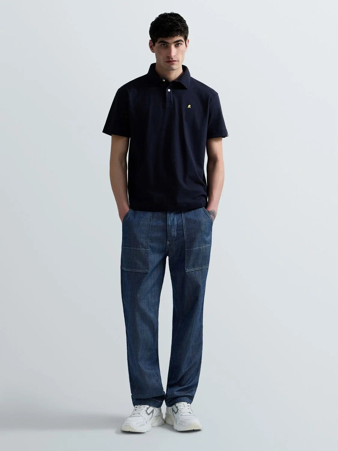 REPLAY Ανδρικό T-Shirt Polo Βαμβάκι/Ελαστάνη Μπλέ Regular Fit M3431.000.21868.576-970 NAVY 1823376