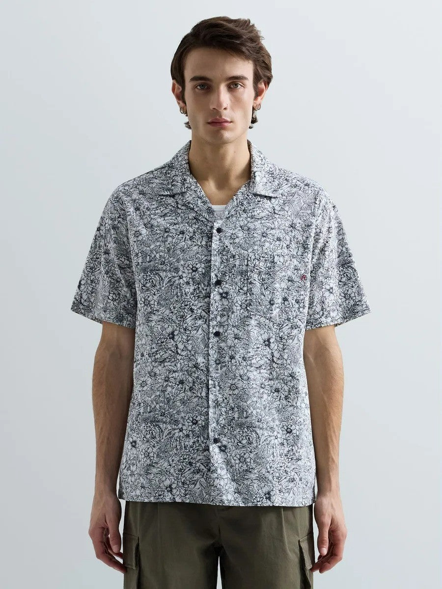 REPLAY Ανδρικό Πουκάμισο Floral Βαμβάκι Πολύχρωμο Regular Fit M4157.000.75102-020 WHITE/BLUE 1823377