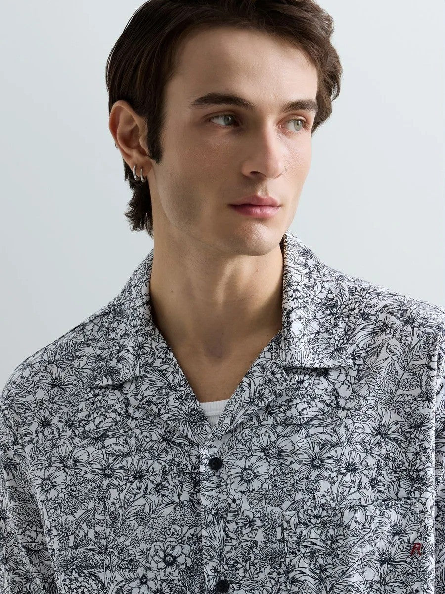 REPLAY Ανδρικό Πουκάμισο Floral Βαμβάκι Πολύχρωμο Regular Fit M4157.000.75102-020 WHITE/BLUE 1823377
