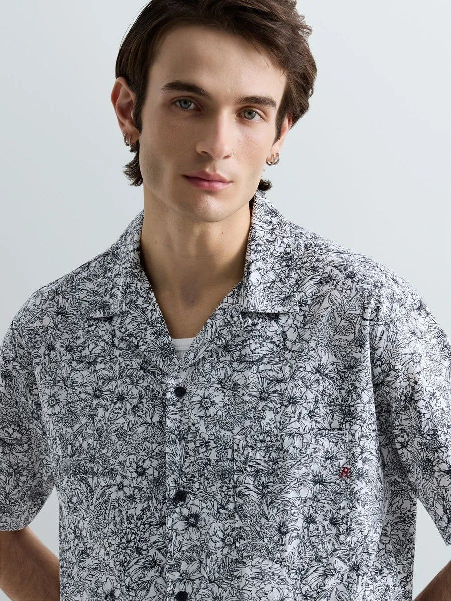 REPLAY Ανδρικό Πουκάμισο Floral Βαμβάκι Πολύχρωμο Regular Fit M4157.000.75102-020 WHITE/BLUE 1823377