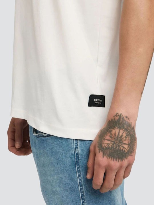 REPLAY Ανδρικό T-Shirt Βαμβάκι Εκρού Regular Fit M3098.000.2660-985 NATURAL WHITE 1823385