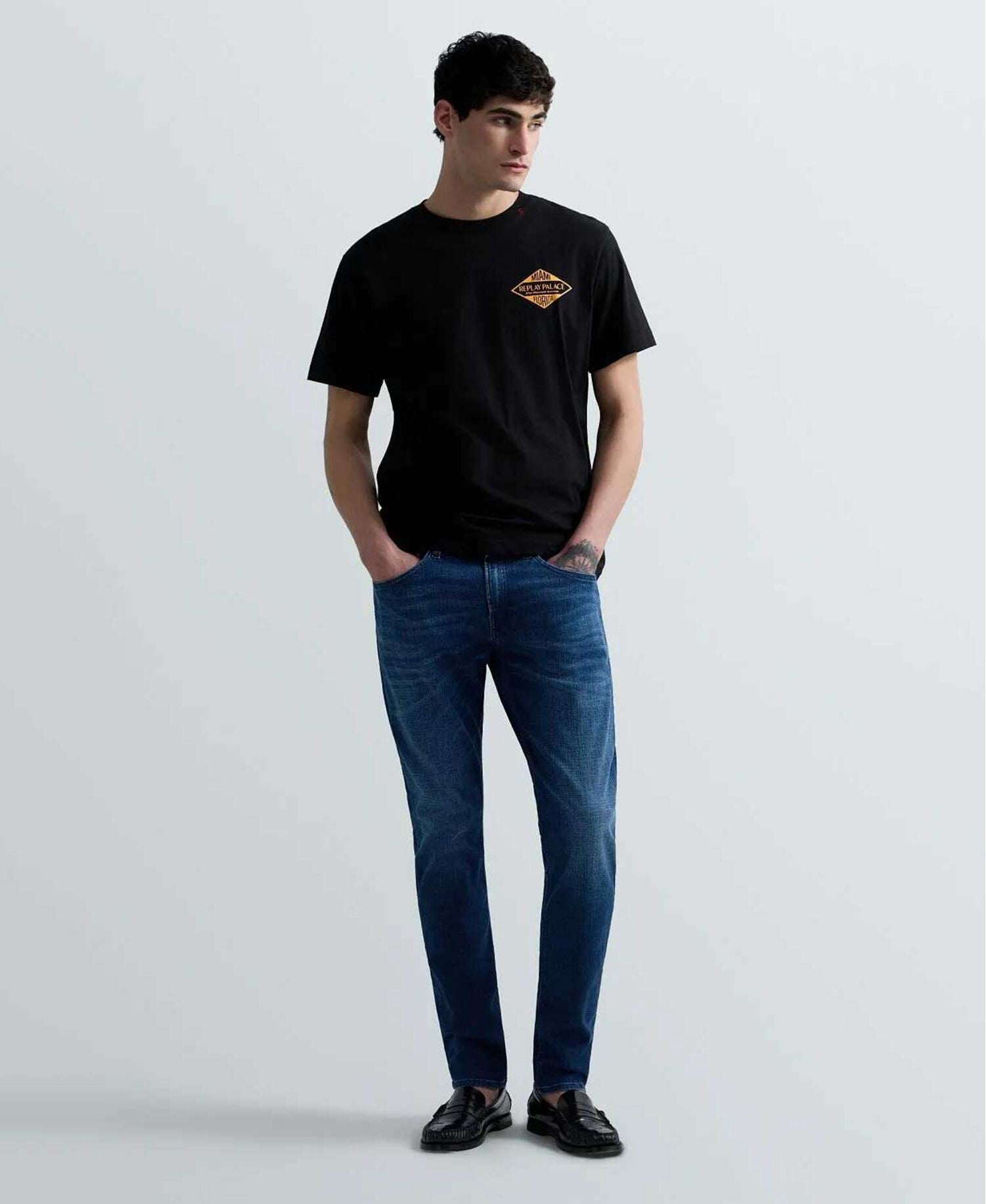REPLAY Ανδρικό T-Shirt Βαμβάκι Μαύρο Regular Fit M3344.000.2660-098 BLACK 1823383