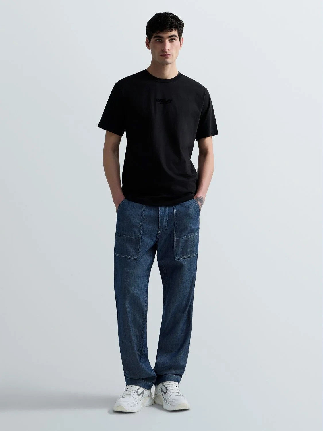 REPLAY Ανδρικό T-Shirt 3D Logo Βαμβάκι Μαύρο Regular Fit M3347.000.2660-098 BLACK 1823381