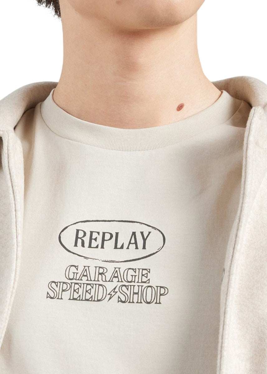 REPLAY Ανδρικό T-Shirt Βαμβάκι Μπέζ Regular Fit M3348.000.2660-858 BONE 1823374