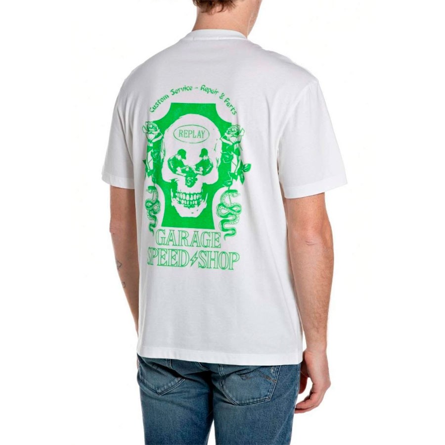 REPLAY Ανδρικό T-Shirt Βαμβάκι Λευκό Regular Fit M3348.000.2660-011 NATURAL WHITE 1823374