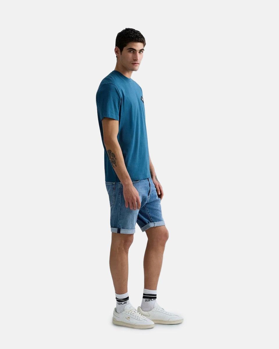 REPLAY Ανδρικό T-Shirt Βαμβάκι Πετρόλ Regular Fit M3368.000.23732P-789 PETROL BLUE 1823367