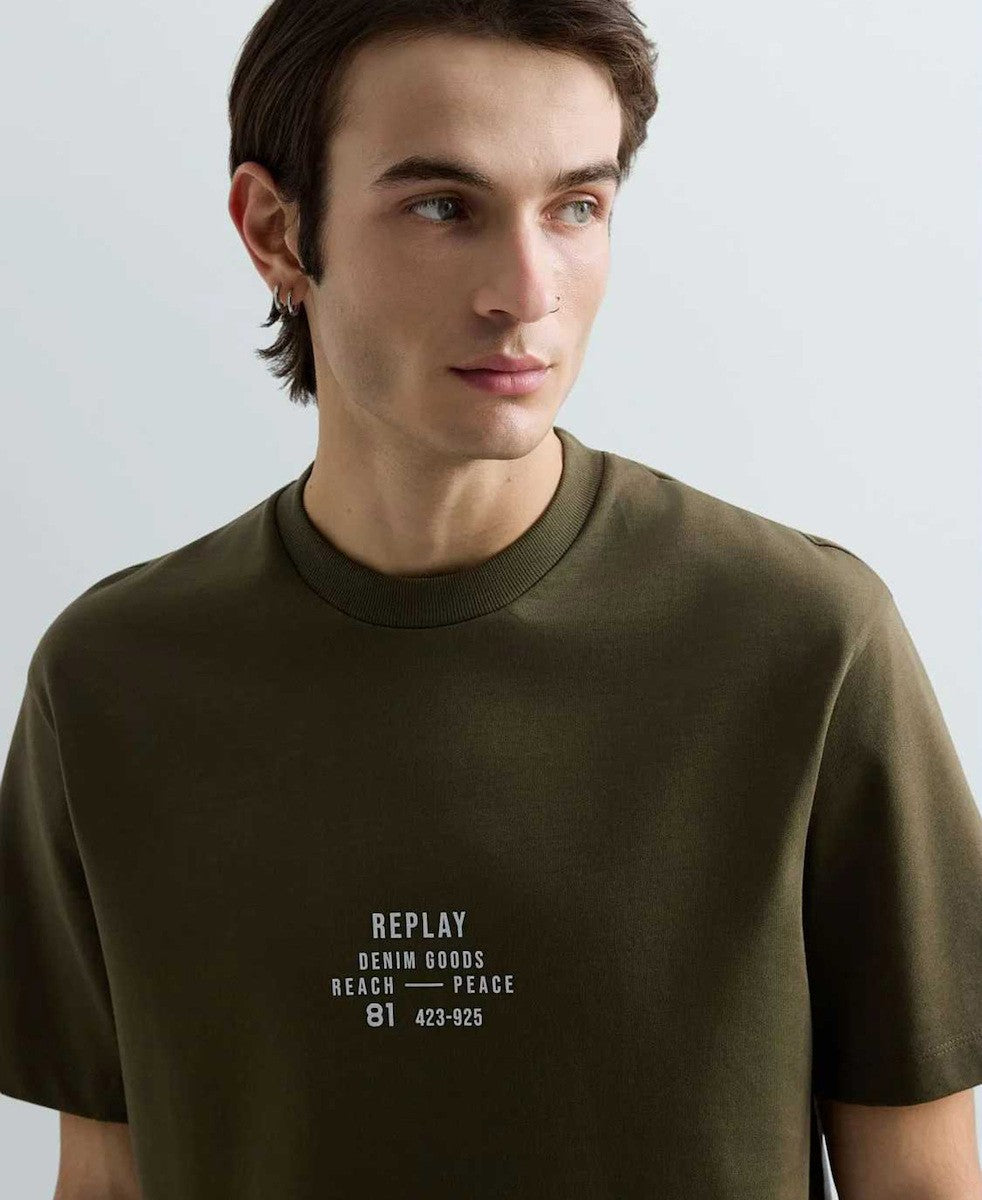 REPLAY Ανδρικό T-Shirt Βαμβάκι Χακί Regular Fit M3424.000.23804-949 MUD 1823368