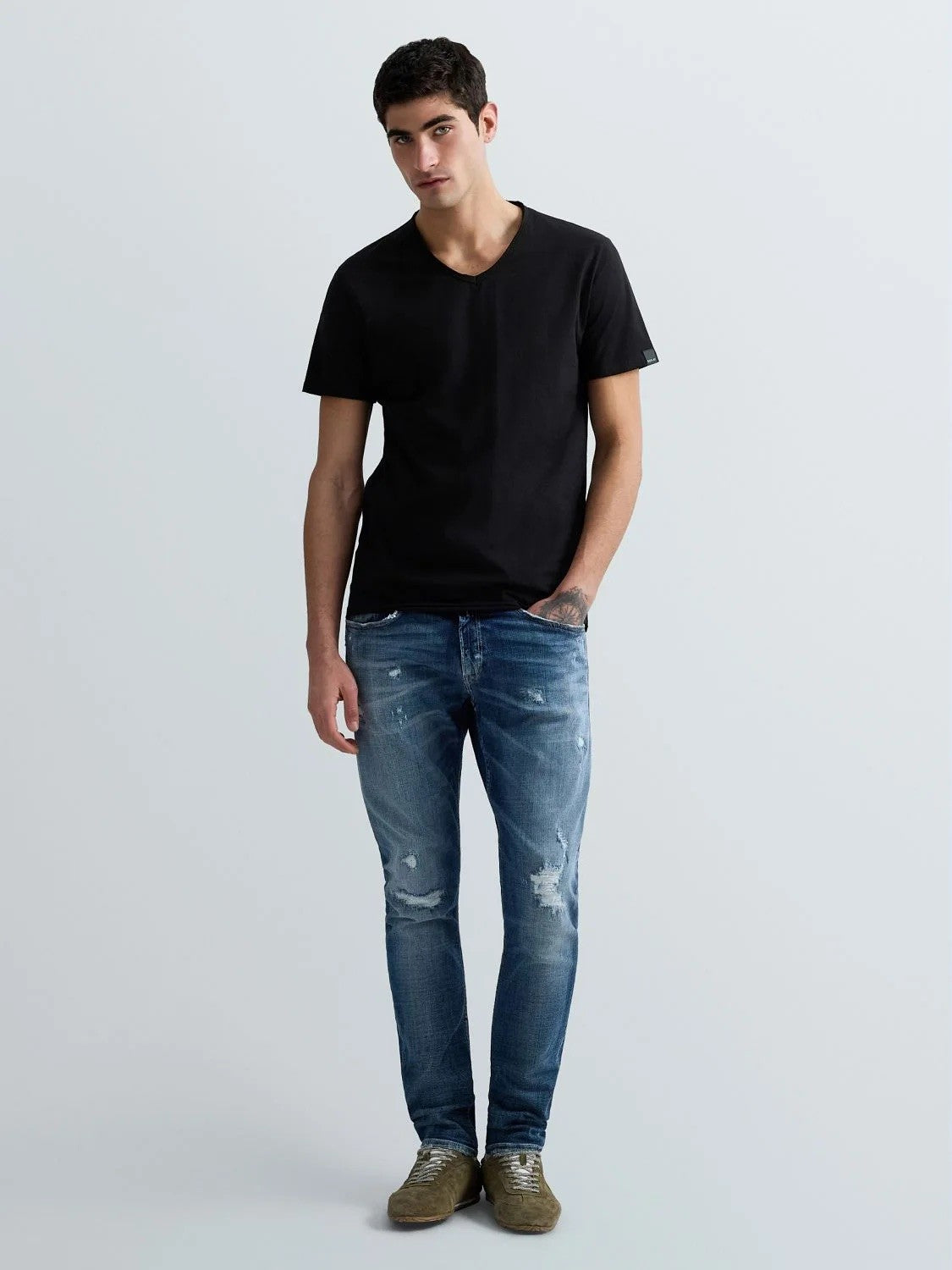 REPLAY Ανδρικό T-Shirt V Βαμβάκι Μαύρο Regular Fit M3591A.000.2660-098 BLACK 1822082