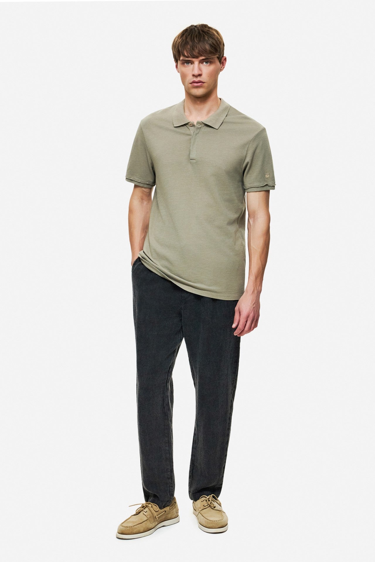 DIRTY LAUDRY Ανδρικό T-Shirt Polo Βαμβάκι Χακί Regular Fit DLMT000665/TAUPE 1824187
