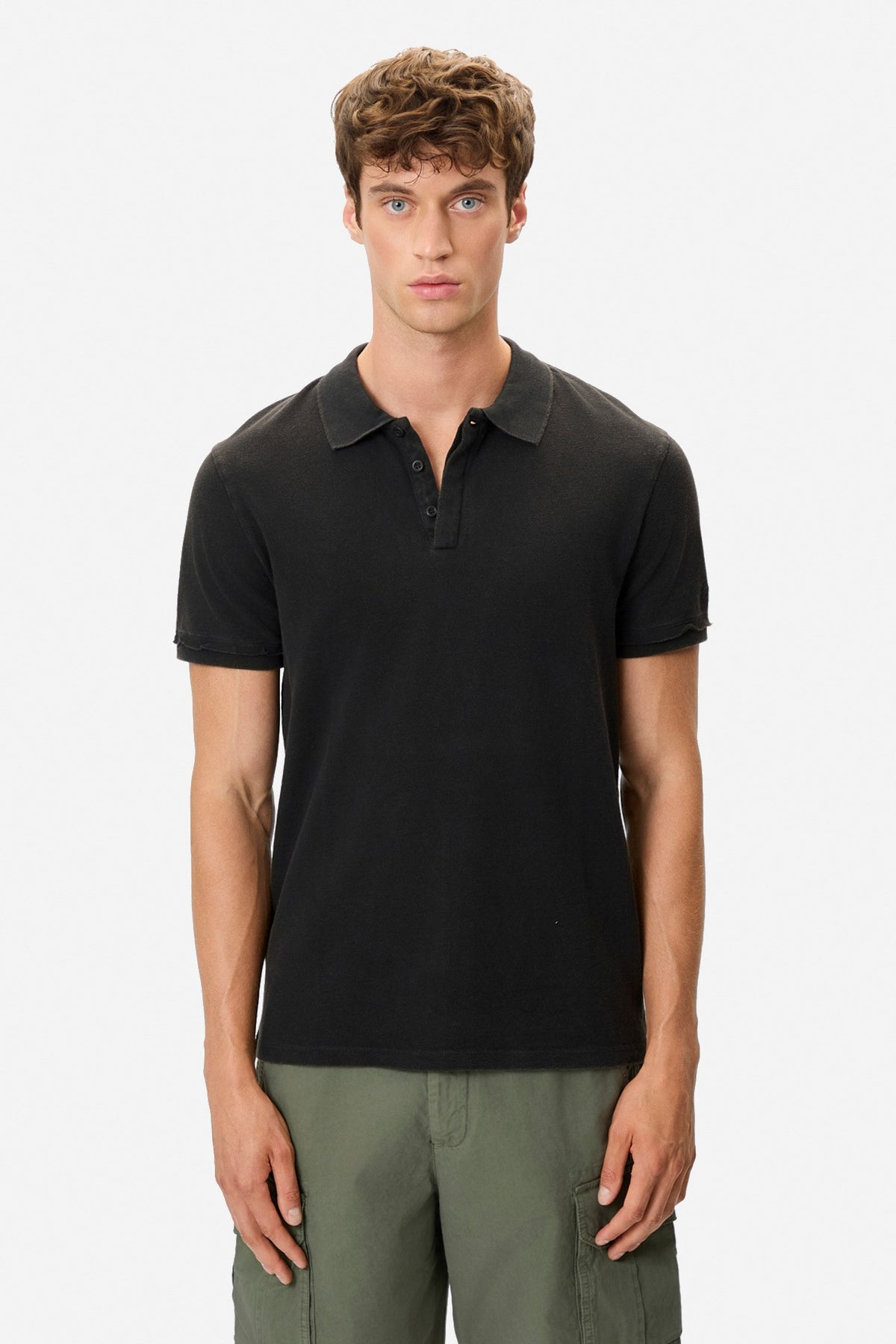 DIRTY LAUDRY Ανδρικό T-Shirt Polo Βαμβάκι Μαύρο Regular Fit DLMT000665/VINTAGE BLACK 1824187