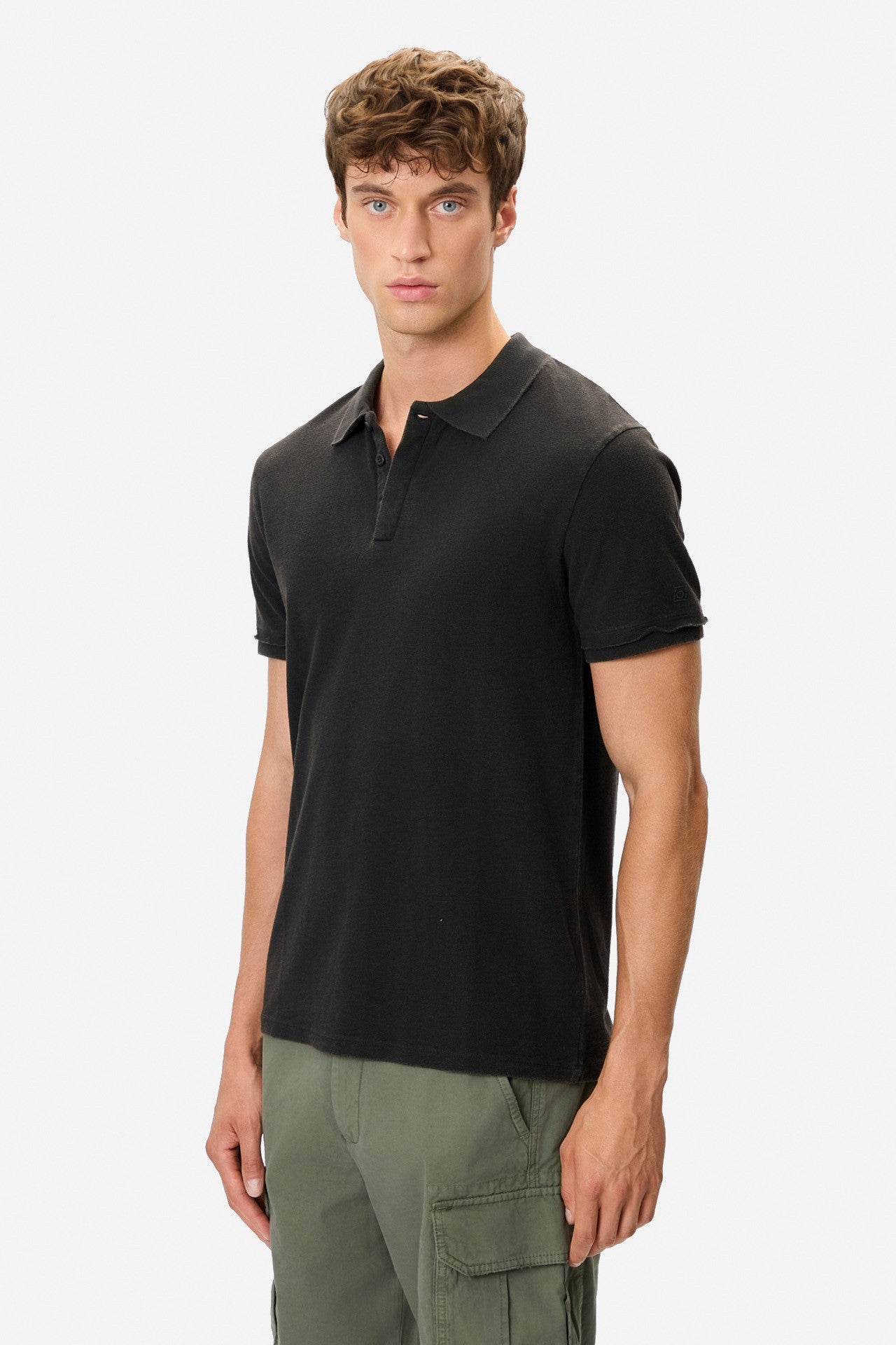 DIRTY LAUDRY Ανδρικό T-Shirt Polo Βαμβάκι Μαύρο Regular Fit DLMT000665/VINTAGE BLACK 1824187