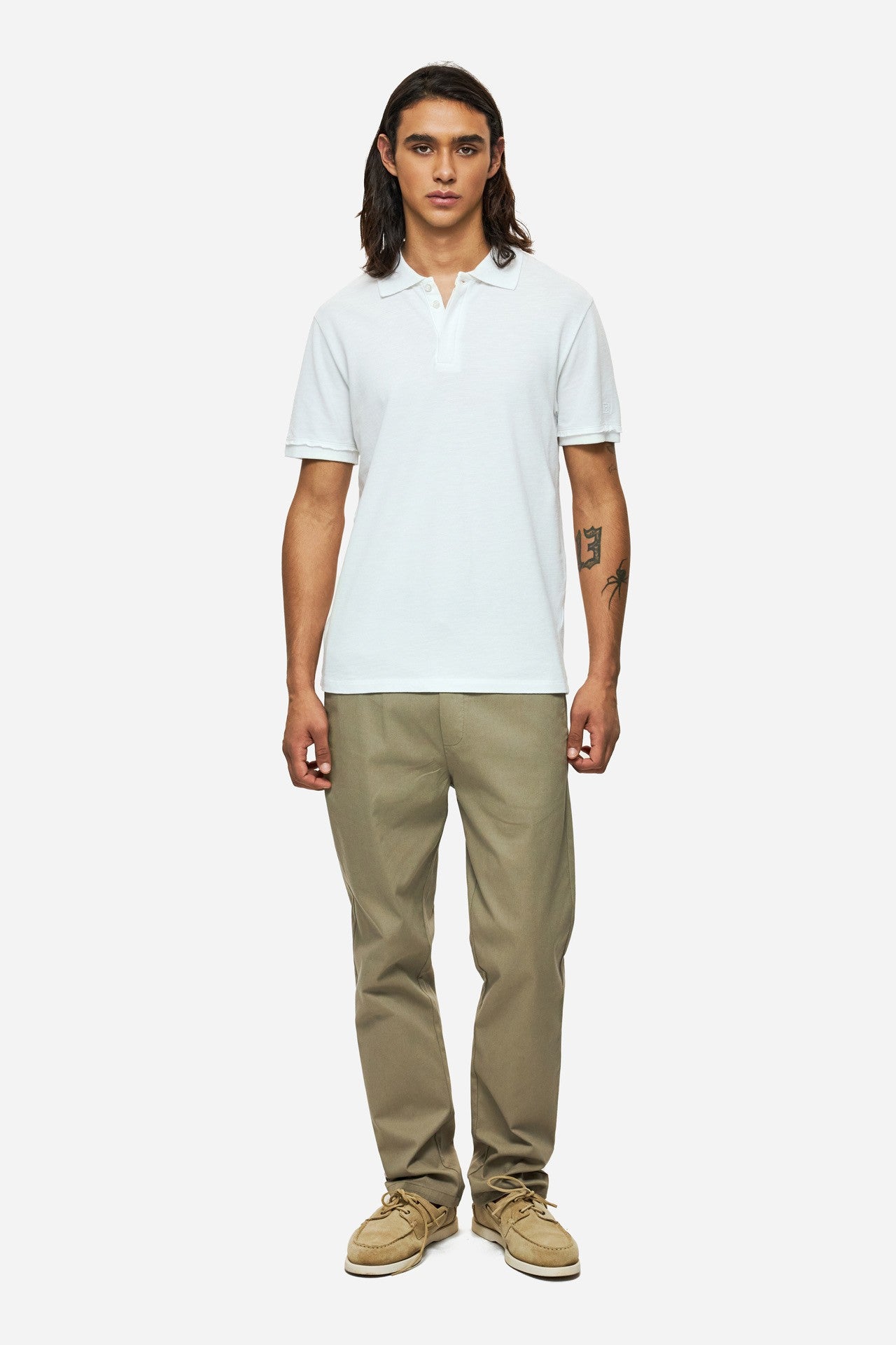 DIRTY LAUDRY Ανδρικό T-Shirt Polo Βαμβάκι Λευκό Regular Fit DLMT000665/WHITE 1824187