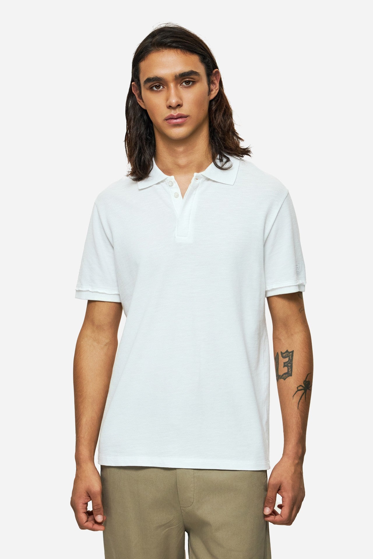 DIRTY LAUDRY Ανδρικό T-Shirt Polo Βαμβάκι Λευκό Regular Fit DLMT000665/WHITE 1824187
